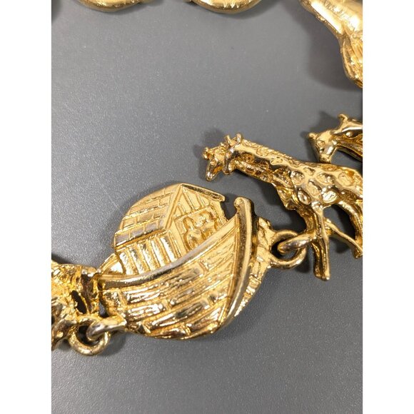 Premier Designs Noahs Ark Bracelet Gold Tone Chain Elephant Giraffe 6.5 in - Picture 2 of 9